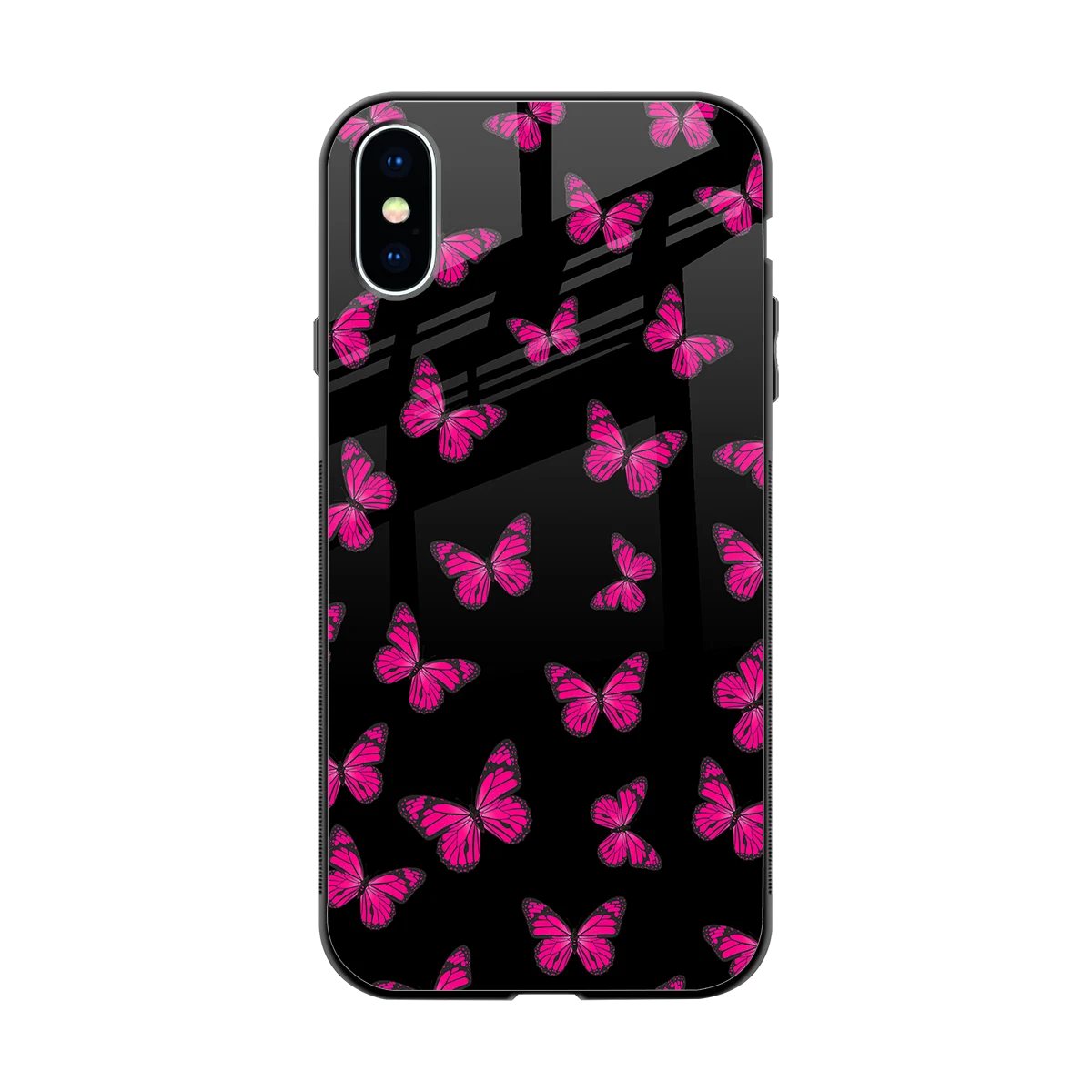Butterfly Burst Black back phone cover | glass case for iphone xs