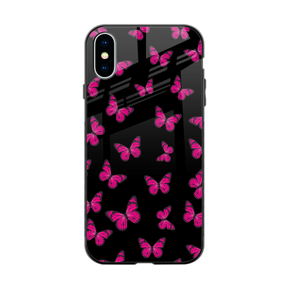 Butterfly Burst Black back phone cover | glass case for iphone xs