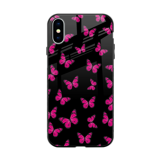 Butterfly Burst Black back phone cover | glass case for iphone xs
