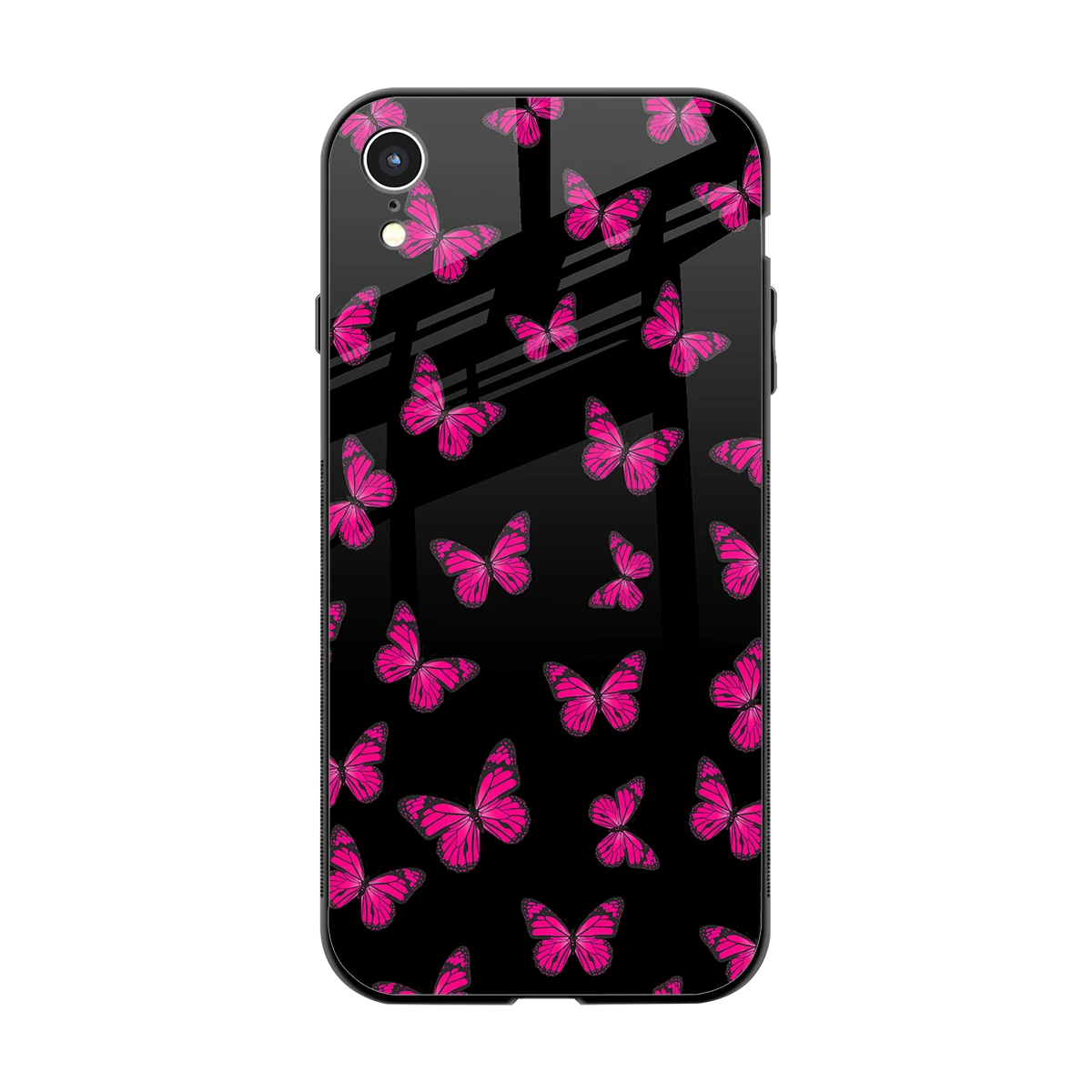 Butterfly Burst Black back phone cover | glass case for iphone xr