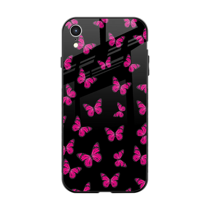 Butterfly Burst Black back phone cover | glass case for iphone xr