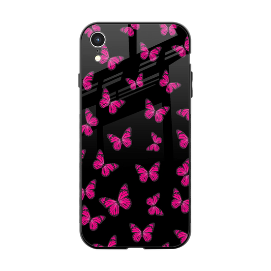 Butterfly Burst Black back phone cover | glass case for iphone xr