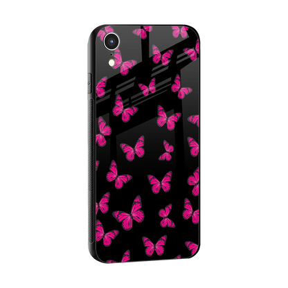 Butterfly Burst Black sleek iphone xr cover with tempered glass back and TPU edges