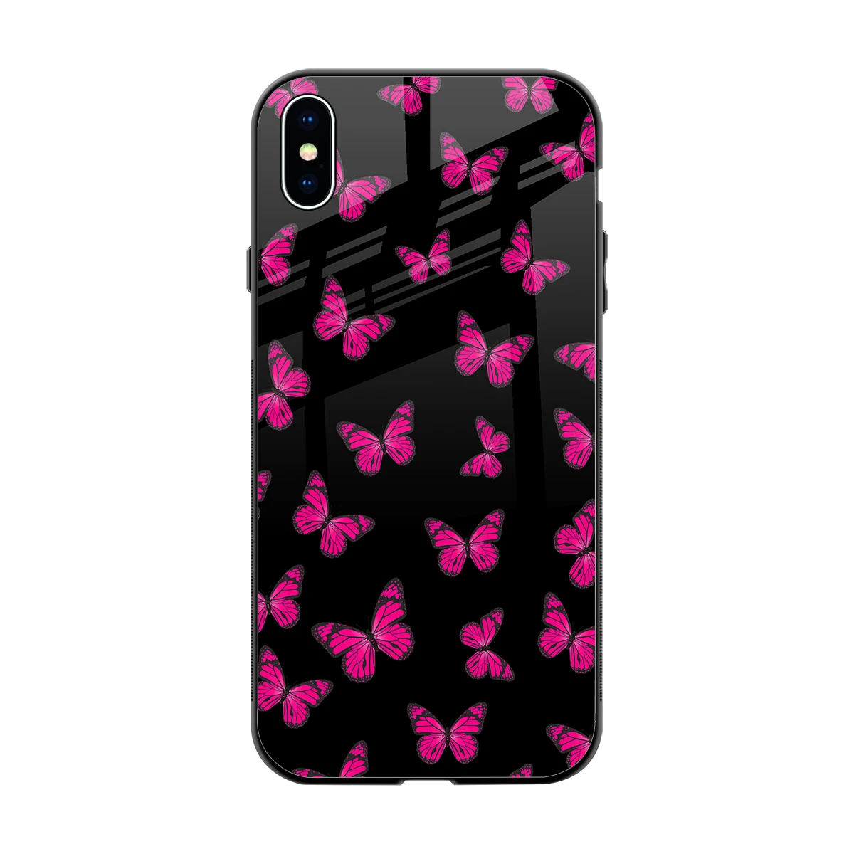 Butterfly Burst Black back phone cover | glass case for iphone xs max