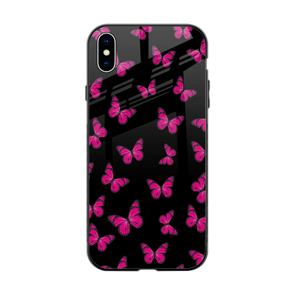 Butterfly Burst Black back phone cover | glass case for iphone xs max