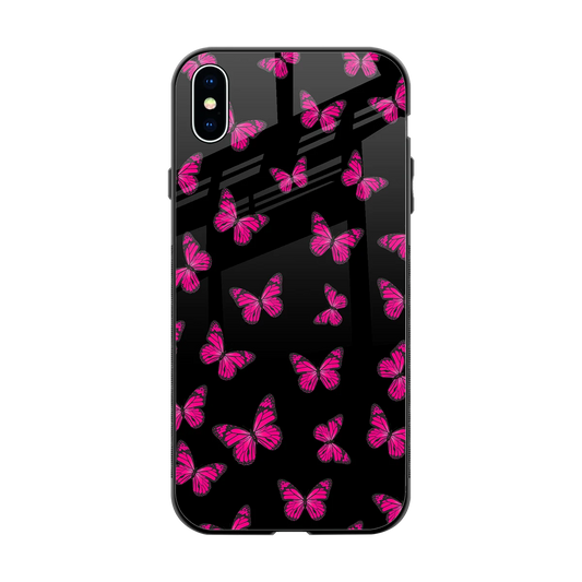 Butterfly Burst Black back phone cover | glass case for iphone xs max