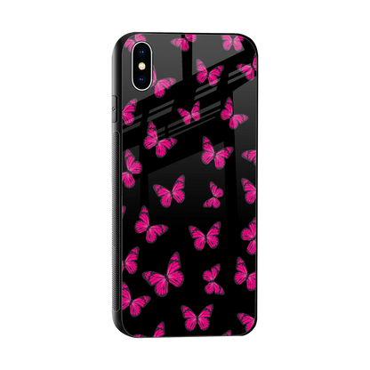 Butterfly Burst Black sleek iphone xs max cover with tempered glass back and TPU edges