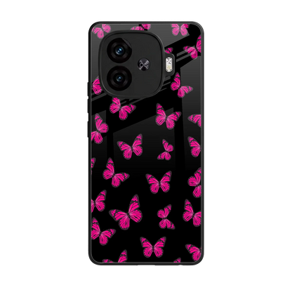 Butterfly Burst Black back phone cover | glass case for iqoo neo 10r 5g