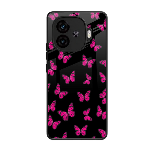 Butterfly Burst Black back phone cover | glass case for iqoo neo 10r 5g