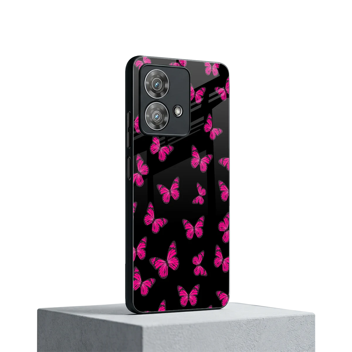Butterfly Burst Black motorola edge 40 neo 5g mobile cover | shockproof glass phone case