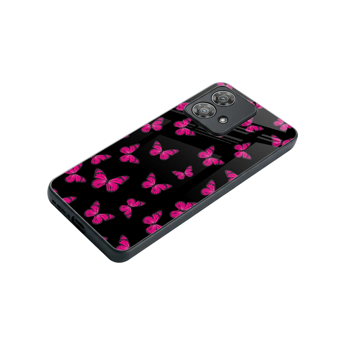 Butterfly Burst Black stylish phone case for motorola edge 40 neo 5g | glossy glass and slim fit