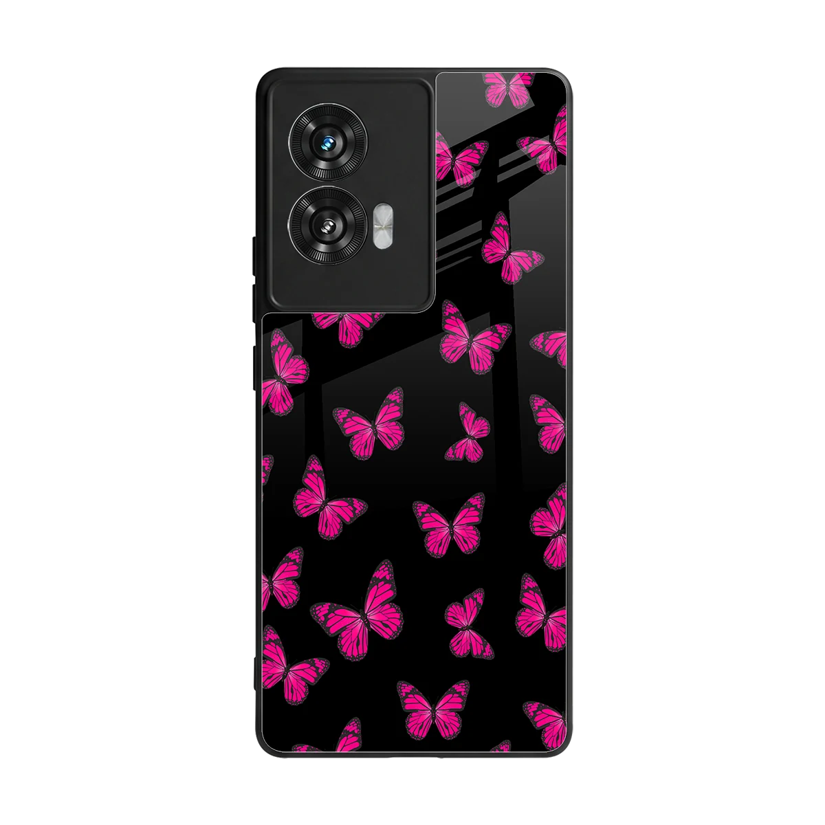 Butterfly Burst Black back phone cover | glass case for motorola edge 50 fusion