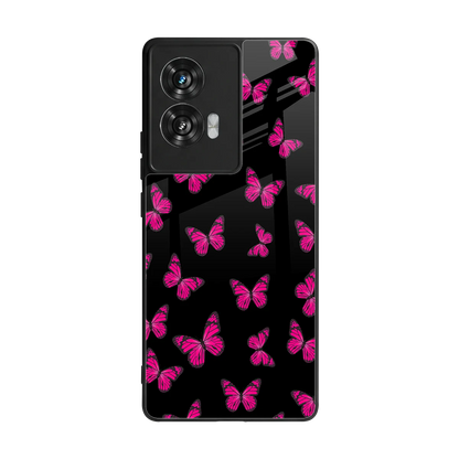 Butterfly Burst Black back phone cover | glass case for motorola edge 50 fusion
