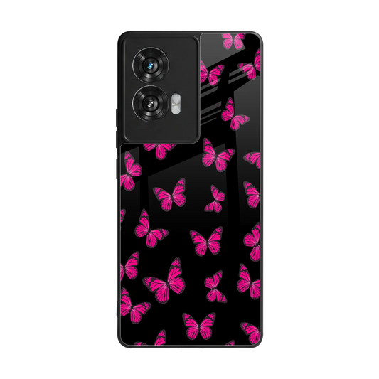 Butterfly Burst Black back phone cover | glass case for motorola edge 50 fusion