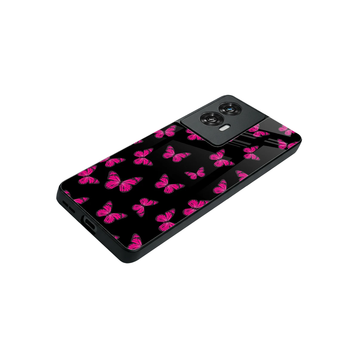 Butterfly Burst Black stylish phone case for motorola edge 50 fusion | glossy glass and slim fit