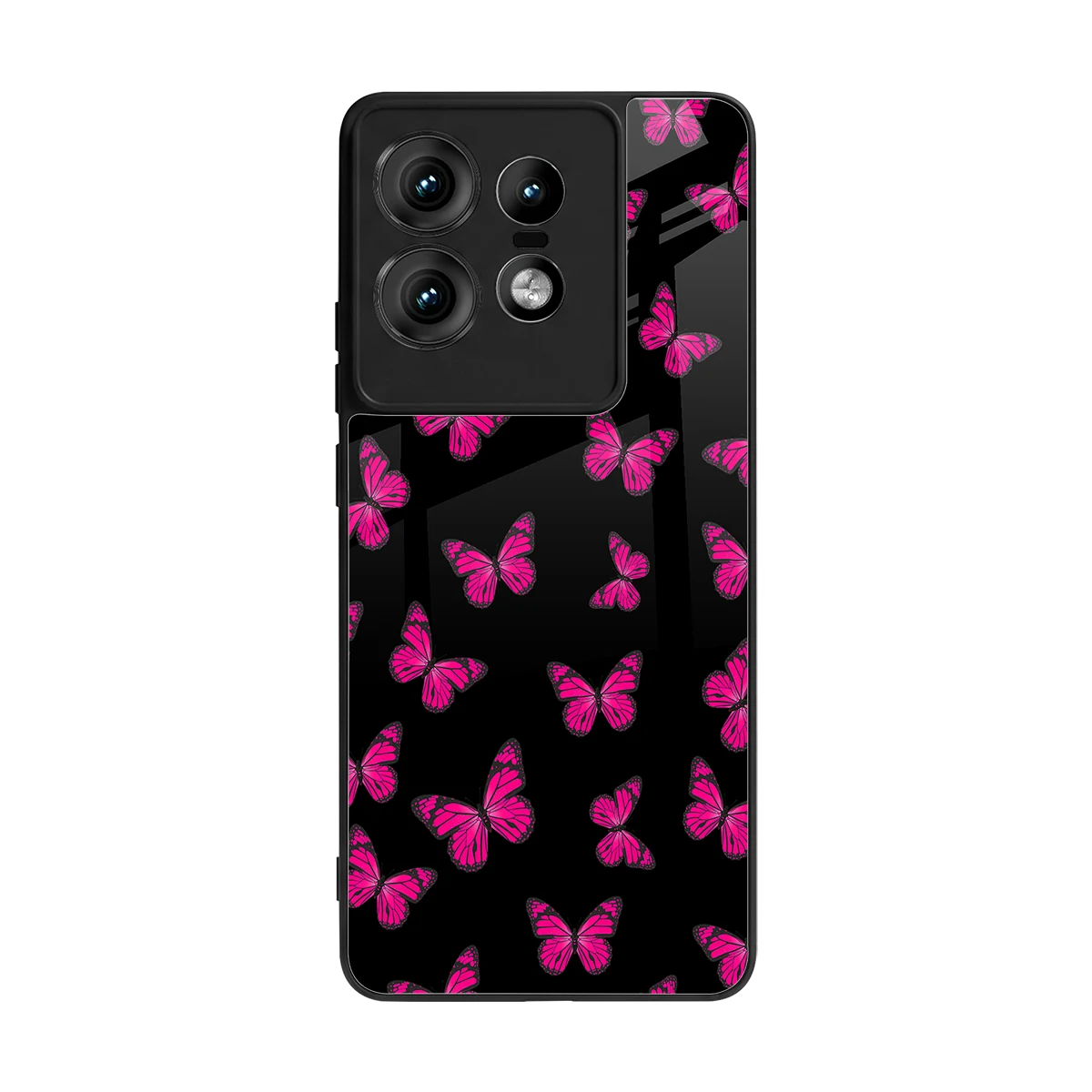 Butterfly Burst Black back phone cover | glass case for motorola edge 50 pro