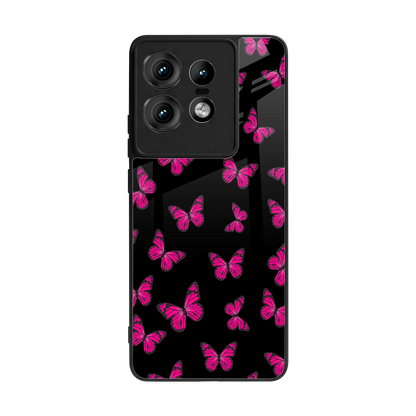 Butterfly Burst Black back phone cover | glass case for motorola edge 50 pro