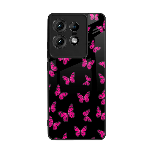 Butterfly Burst Black back phone cover | glass case for motorola edge 50 pro