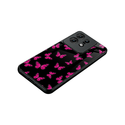 Butterfly Burst Black stylish phone case for motorola edge 50 pro | glossy glass and slim fit
