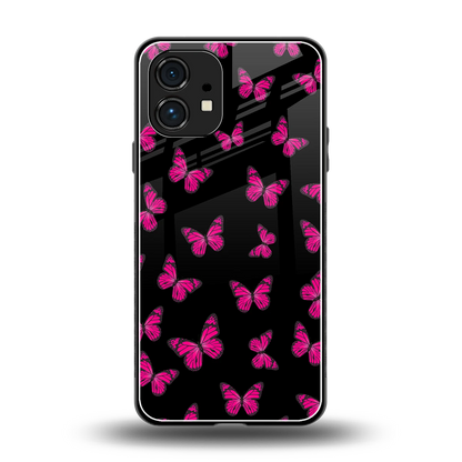 Butterfly Burst Black back phone cover | glass case for nothing phone 1