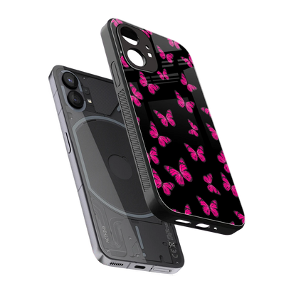 Butterfly Burst Black sleek nothing phone 1 cover with tempered glass back and TPU edges