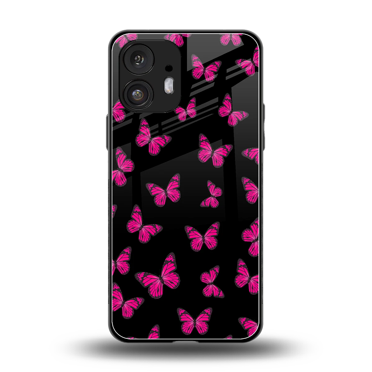 Butterfly Burst Black back phone cover | glass case for nothing phone 2
