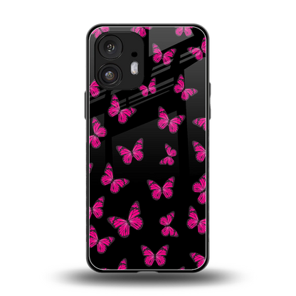 Butterfly Burst Black back phone cover | glass case for nothing phone 2