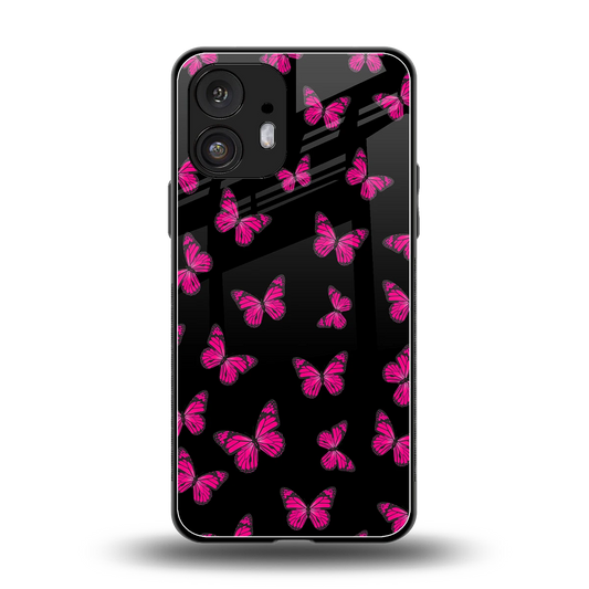 Butterfly Burst Black back phone cover | glass case for nothing phone 2