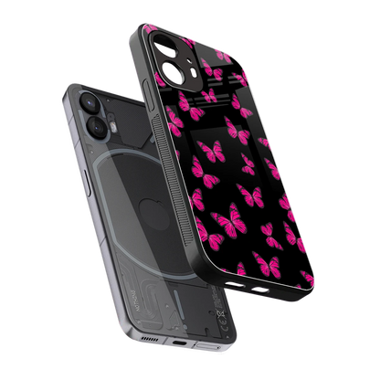 Butterfly Burst Black sleek nothing phone 2 cover with tempered glass back and TPU edges