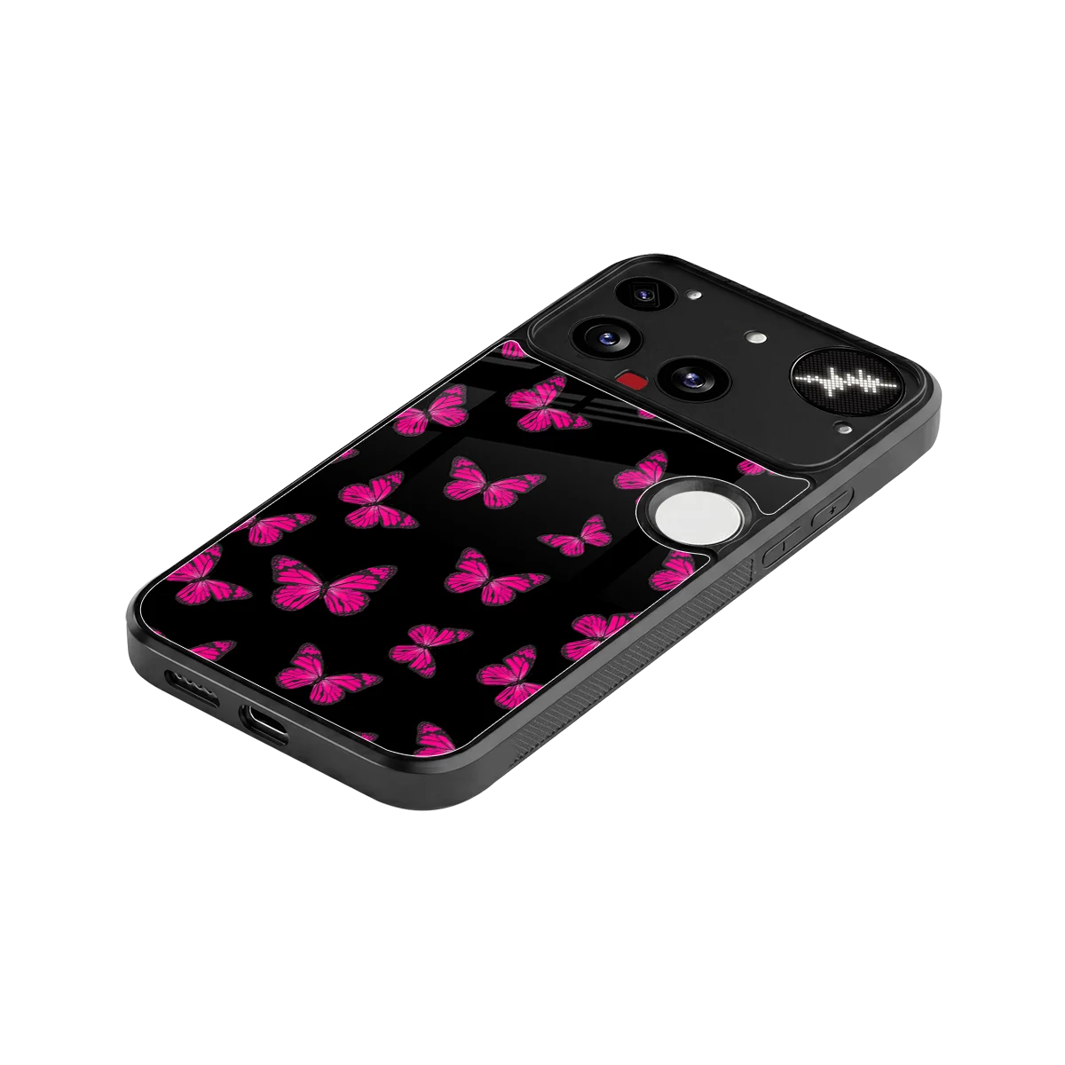 Butterfly Burst Black stylish phone case for nothing phone 3 | glossy glass and slim fit
