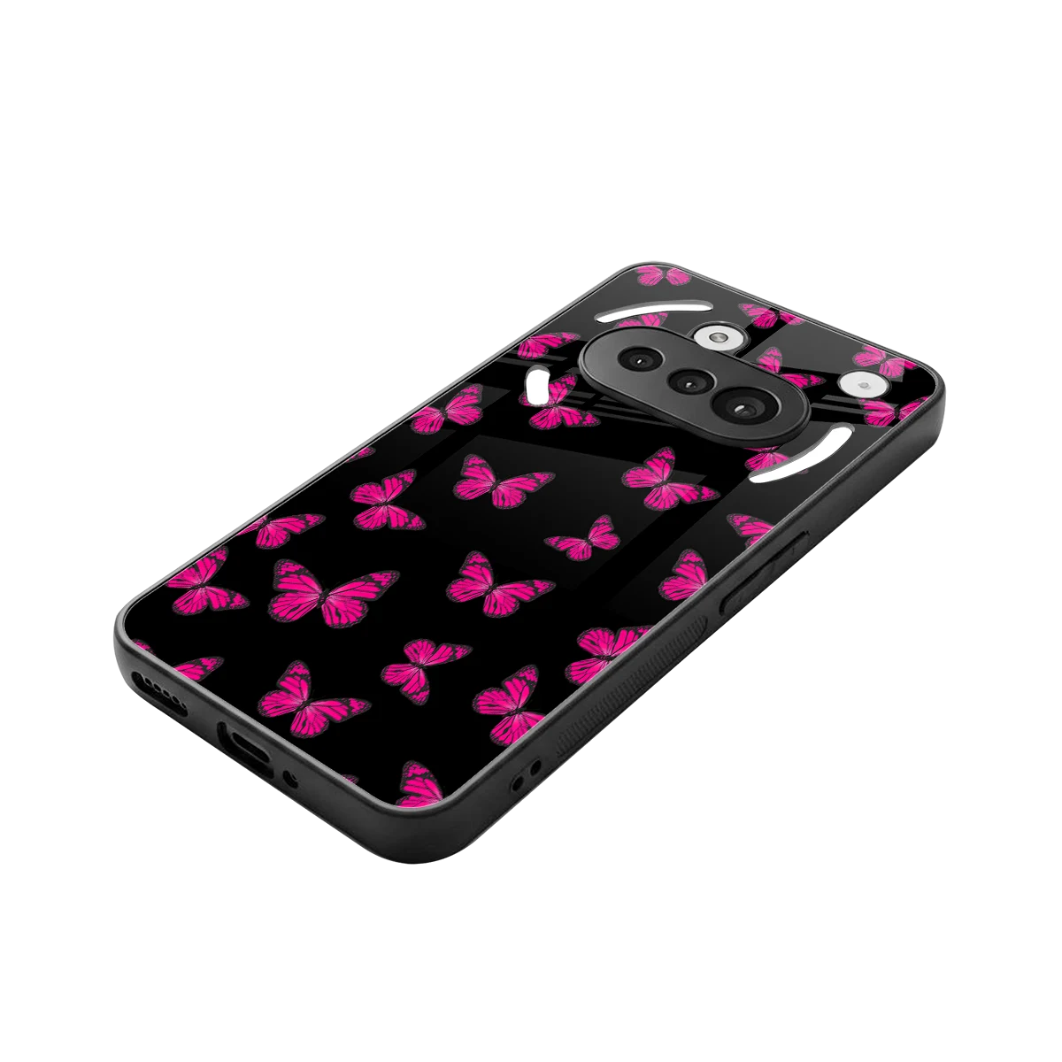 Butterfly Burst Black stylish phone case for nothing phone 3a | glossy glass and slim fit