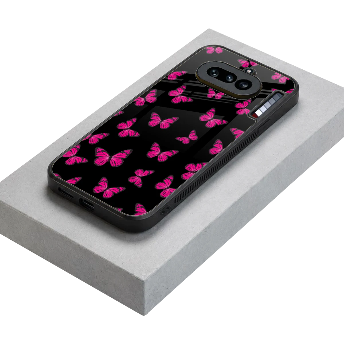 Butterfly Burst Black stylish phone case for nothing phone 4a | glossy glass and slim fit