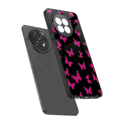 Butterfly Burst Black sleek oneplus 13r cover with tempered glass back and TPU edges