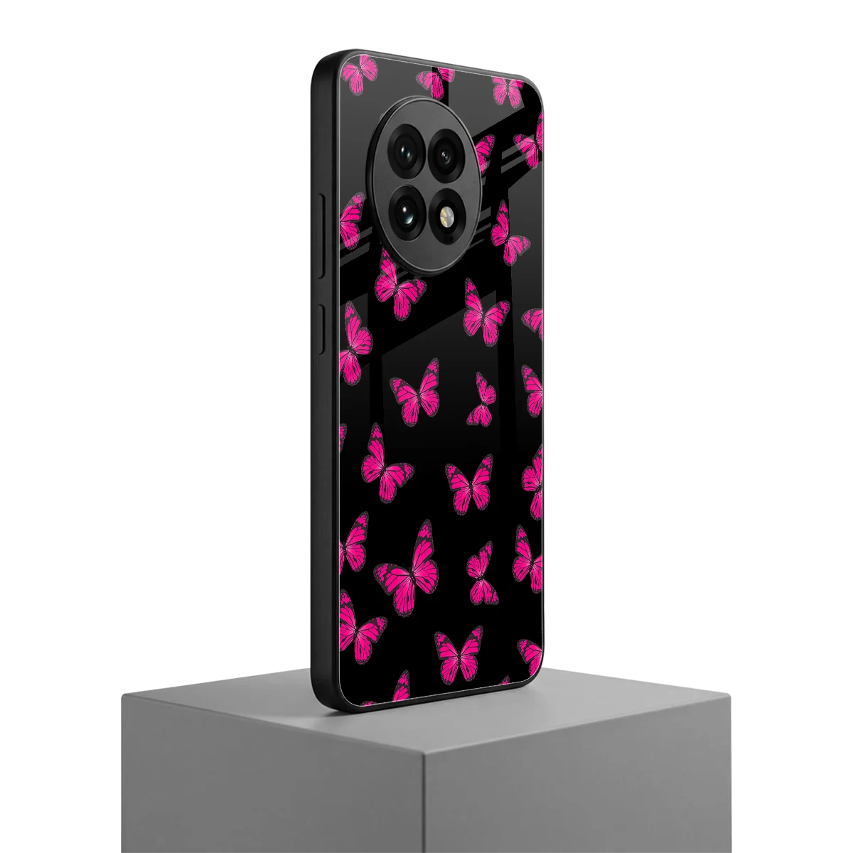 Butterfly Burst Black oneplus 13r mobile cover | shockproof glass phone case