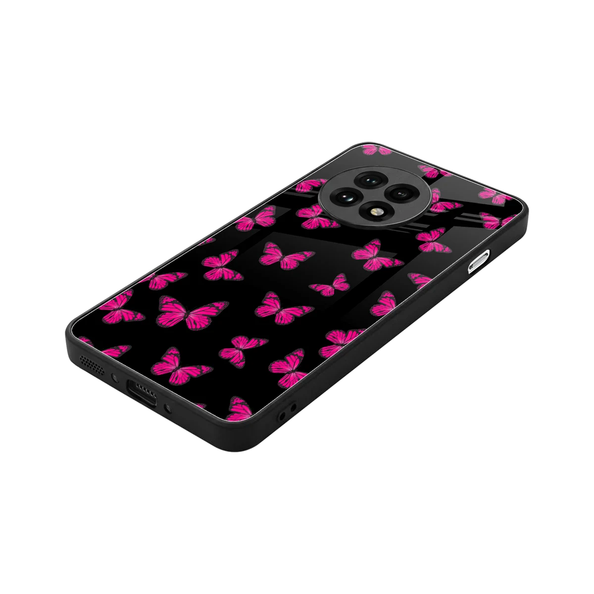 Butterfly Burst Black stylish phone case for oneplus 13r | glossy glass and slim fit