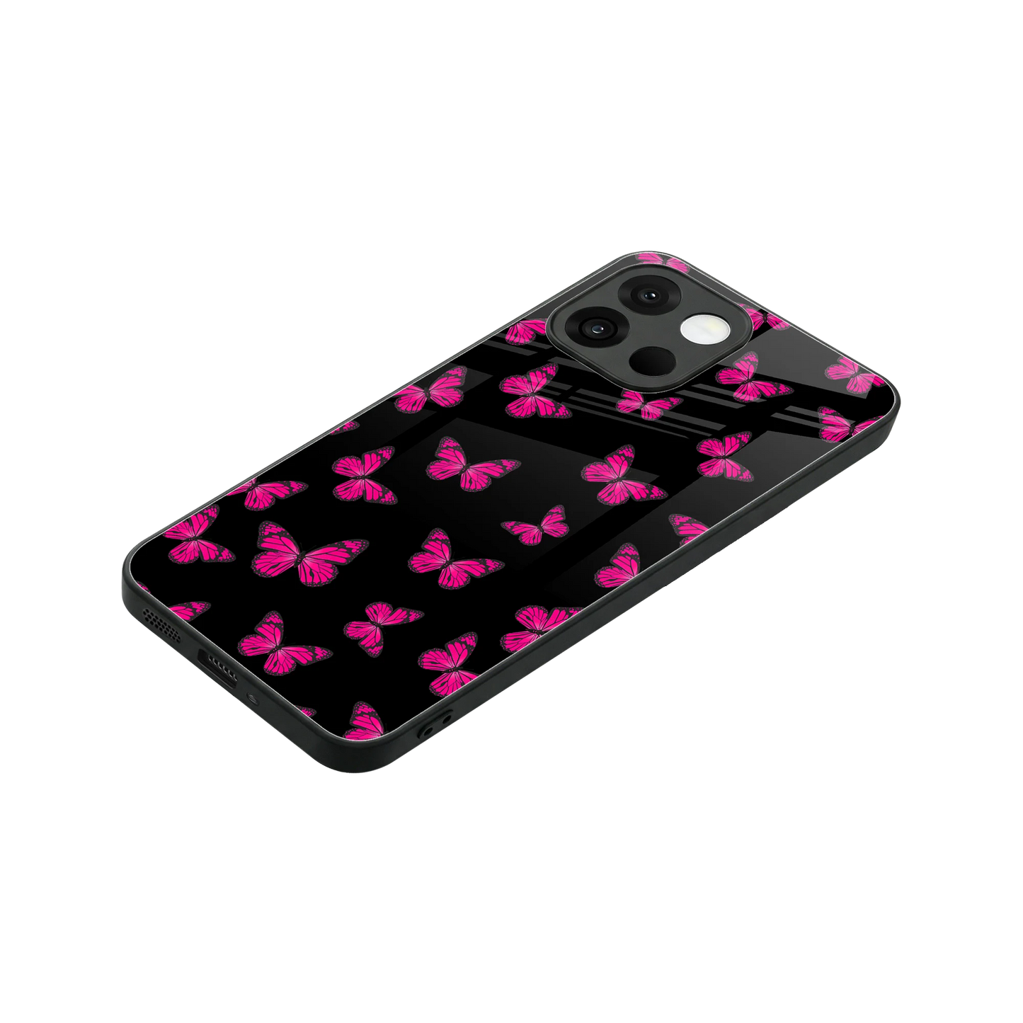 Butterfly Burst Black stylish phone case for oneplus 13s | glossy glass and slim fit