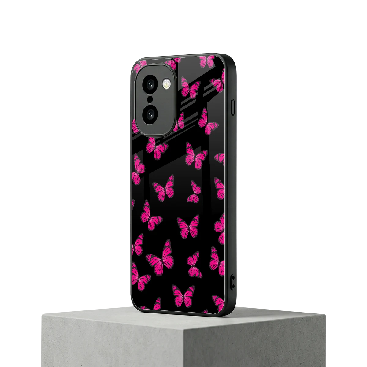Butterfly Burst Black oneplus 15r mobile cover | shockproof glass phone case