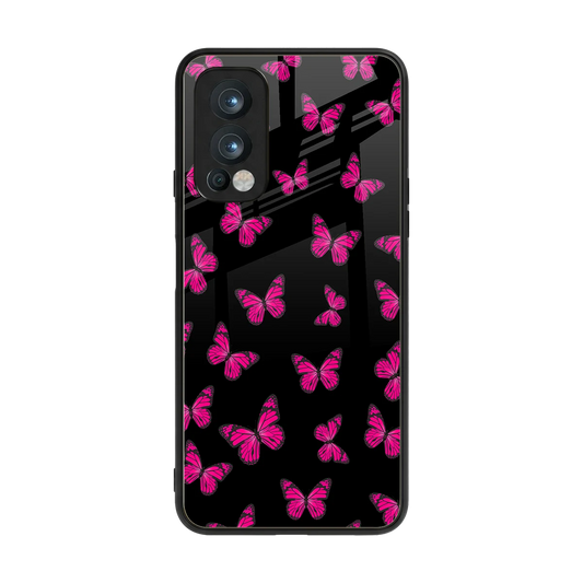 Butterfly Burst Black back phone cover | glass case for oneplus nord 2