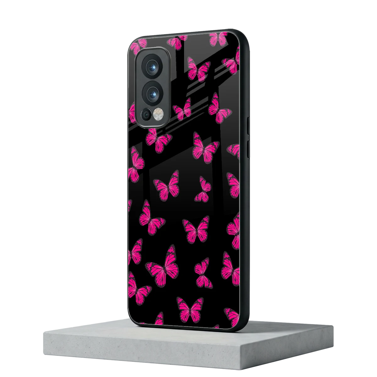 Butterfly Burst Black oneplus nord 2 mobile cover | shockproof glass phone case