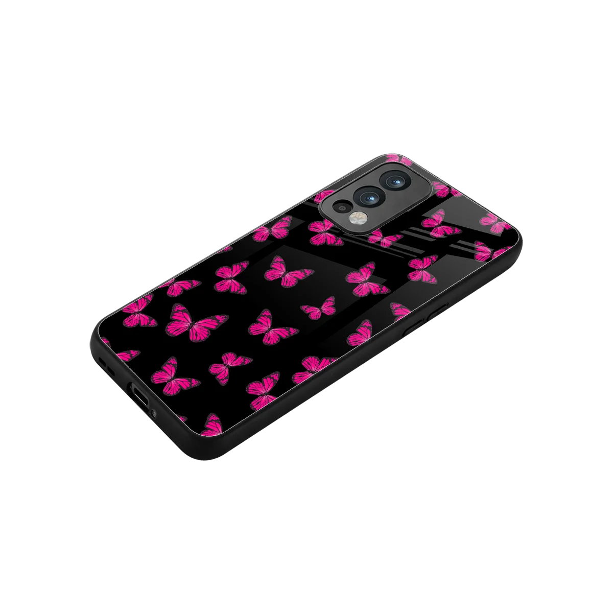 Butterfly Burst Black stylish phone case for oneplus nord 2 | glossy glass and slim fit