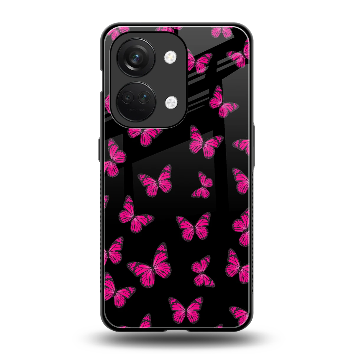 Butterfly Burst Black back phone cover | glass case for oneplus nord 3