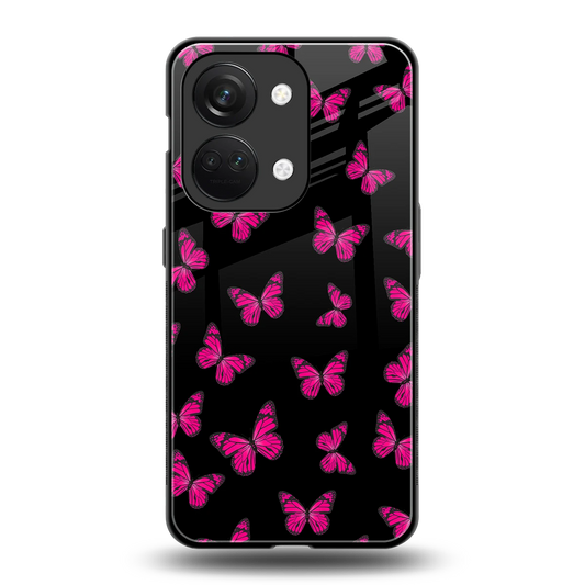 Butterfly Burst Black back phone cover | glass case for oneplus nord 3