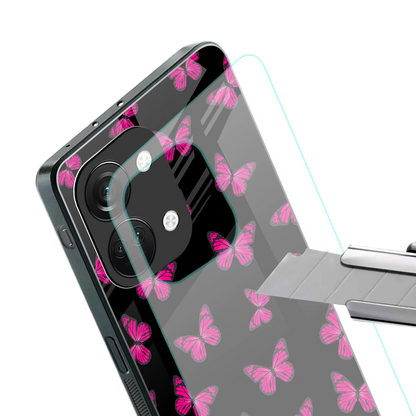 Butterfly Burst Black stylish phone case for oneplus nord 3 | glossy glass and slim fit