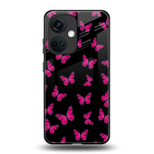 Butterfly Burst Black back phone cover | glass case for oneplus nord ce 3