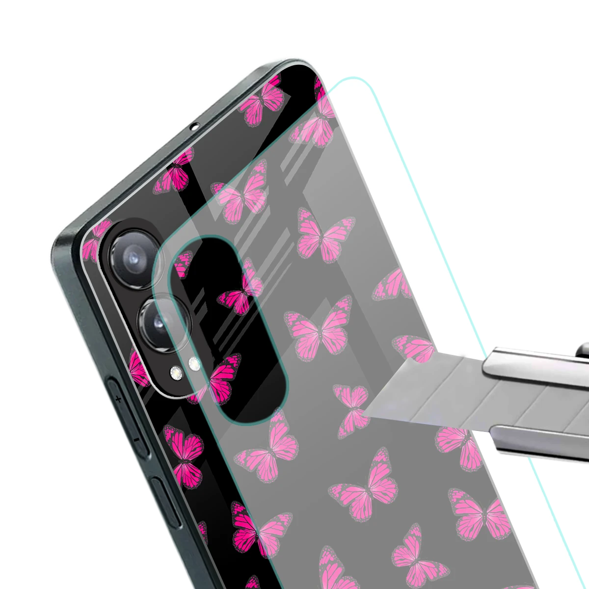 Butterfly Burst Black stylish phone case for oneplus nord ce 4 lite | glossy glass and slim fit