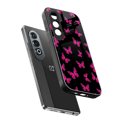 Butterfly Burst Black sleek oneplus nord ce 4 cover with tempered glass back and TPU edges