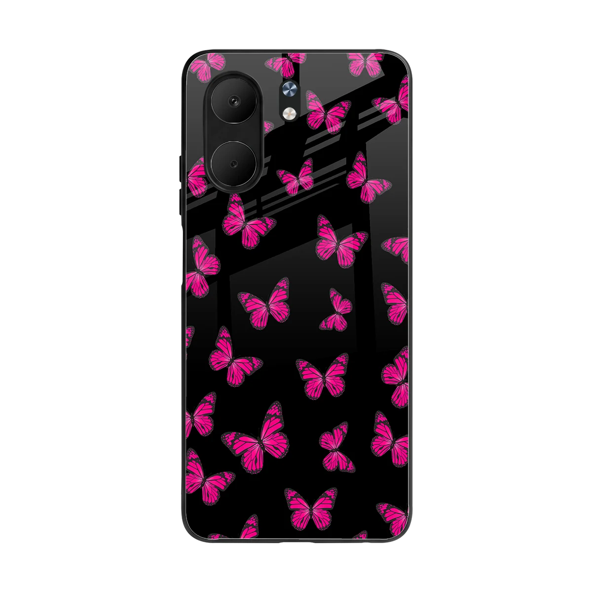 Butterfly Burst Black back phone cover | glass case for oppo a5x 5g