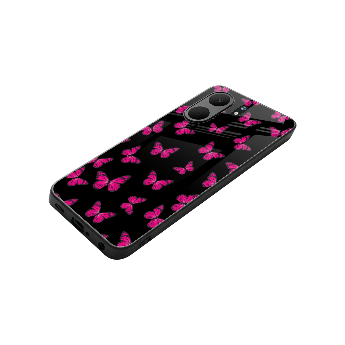 Butterfly Burst Black stylish phone case for oppo a5x 5g | glossy glass and slim fit