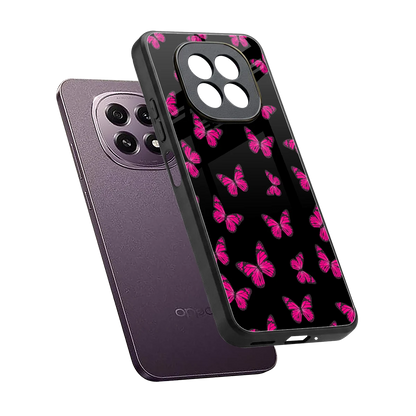 Butterfly Burst Black sleek oppo f29 5g cover with tempered glass back and TPU edges