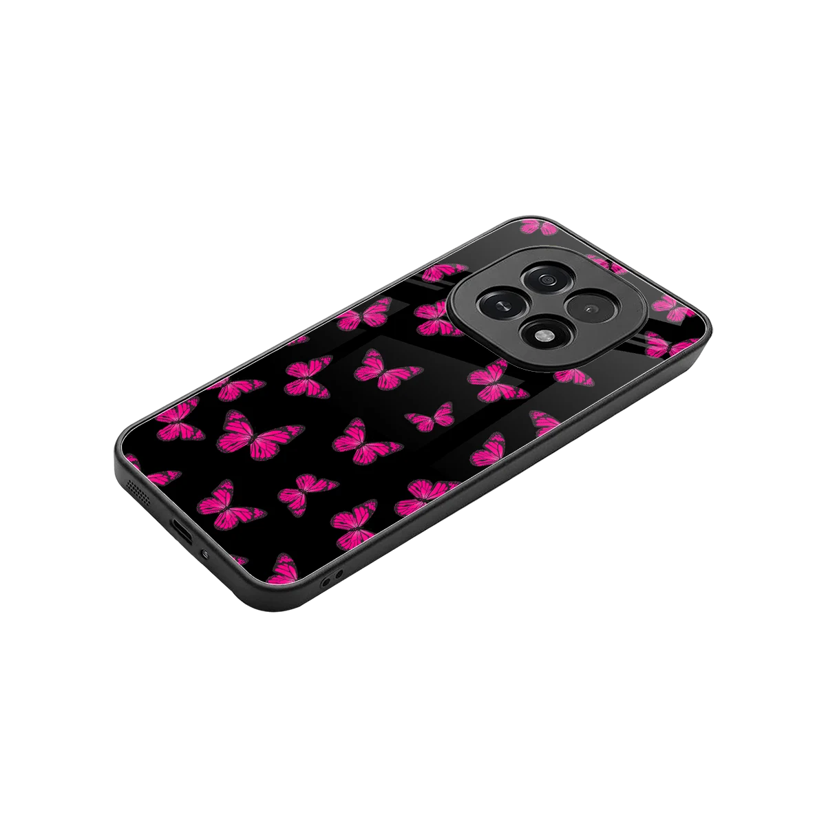 Butterfly Burst Black stylish phone case for oppo f29 5g | glossy glass and slim fit
